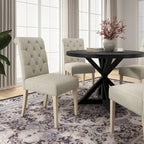 Roundhill Furniture Banff Set da Pranzo Rotondo da 5 Pezzi, Tavolo Rotondo con Base a Croce e 4 Sedie Trapuntate
