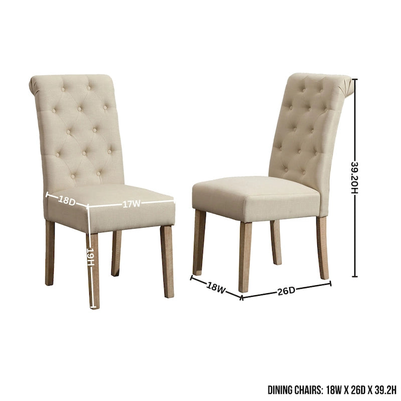 Roundhill Furniture Banff Set da Pranzo Rotondo da 5 Pezzi, Tavolo Rotondo con Base a Croce e 4 Sedie Trapuntate
