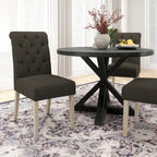 Roundhill Furniture Banff Set da Pranzo Rotondo da 5 Pezzi, Tavolo Rotondo con Base a Croce e 4 Sedie Trapuntate
