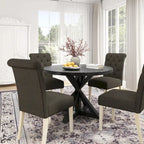 Roundhill Furniture Banff Set da Pranzo Rotondo da 5 Pezzi, Tavolo Rotondo con Base a Croce e 4 Sedie Trapuntate