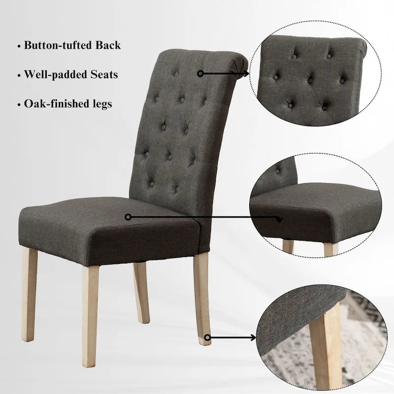 Roundhill Furniture Banff Set da Pranzo Rotondo da 5 Pezzi, Tavolo Rotondo con Base a Croce e 4 Sedie Trapuntate