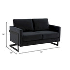 Upholstered Loveseat Sofa in Velvet Fabric with Removable Cushions and Stainless Steel Frame