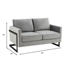 Upholstered Loveseat Sofa in Velvet Fabric with Removable Cushions and Stainless Steel Frame