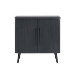 Wood Ribbed Accent Cabinet with Black Metal Legs - 32 inch TV Stand