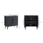 Wood Ribbed Accent Cabinet with Black Metal Legs - 32 inch TV Stand
