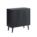 Wood Ribbed Accent Cabinet with Black Metal Legs - 32 inch TV Stand