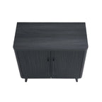 Wood Ribbed Accent Cabinet with Black Metal Legs - 32 inch TV Stand