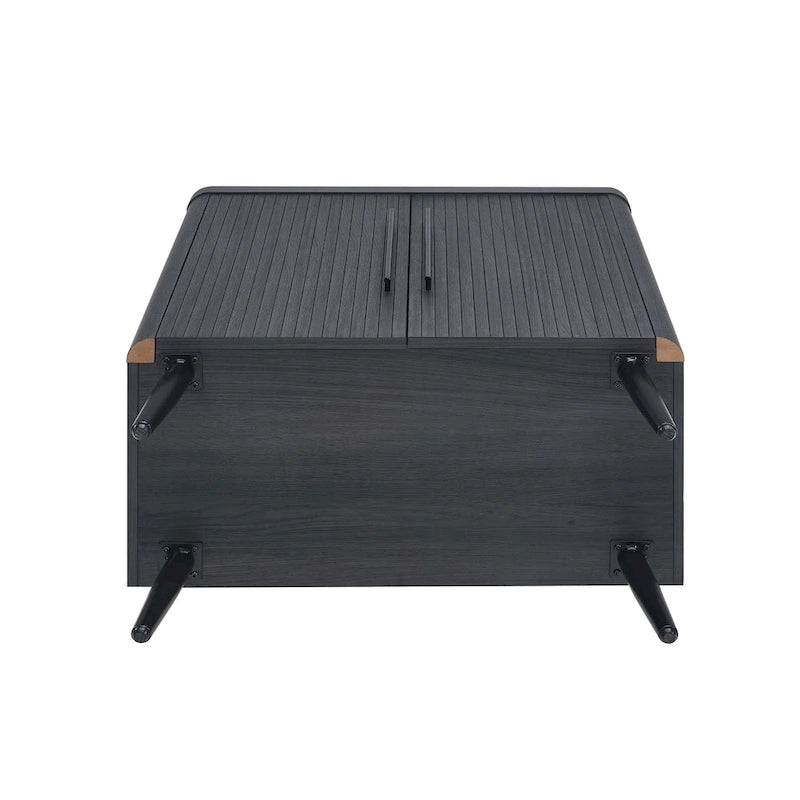 Wood Ribbed Accent Cabinet with Black Metal Legs - 32 inch TV Stand