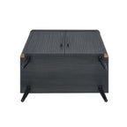 Wood Ribbed Accent Cabinet with Black Metal Legs - 32 inch TV Stand