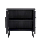 Wood Ribbed Accent Cabinet with Black Metal Legs - 32 inch TV Stand