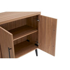 Wood Ribbed Accent Cabinet with Black Metal Legs - 32 inch TV Stand