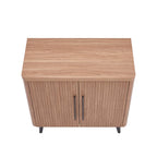 Wood Ribbed Accent Cabinet with Black Metal Legs - 32 inch TV Stand