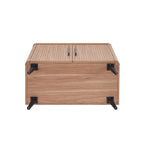 Wood Ribbed Accent Cabinet with Black Metal Legs - 32 inch TV Stand