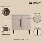 Wood Ribbed Accent Cabinet with Black Metal Legs - 32 inch TV Stand