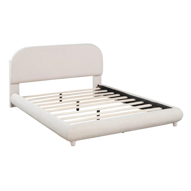 Teddy Fleece Full Size Upholstered Platform Bed with Thick Fabric