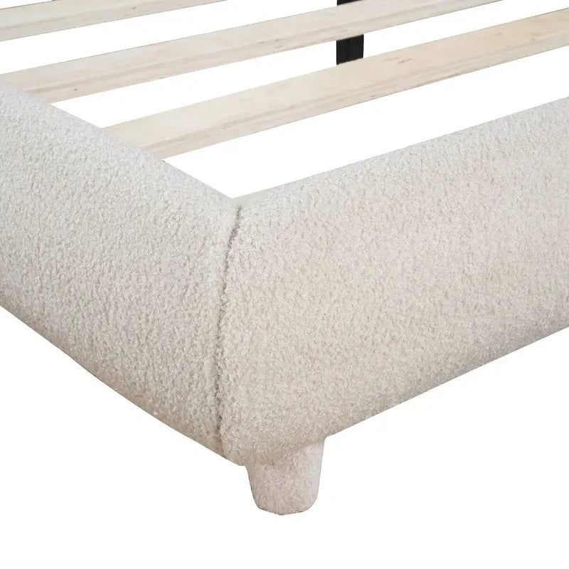 Teddy Fleece Full Size Upholstered Platform Bed with Thick Fabric