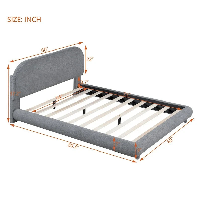 Teddy Fleece Full Size Upholstered Platform Bed with Thick Fabric