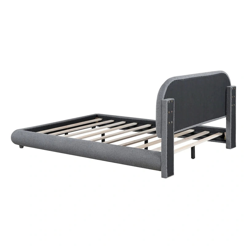 Teddy Fleece Full Size Upholstered Platform Bed with Thick Fabric