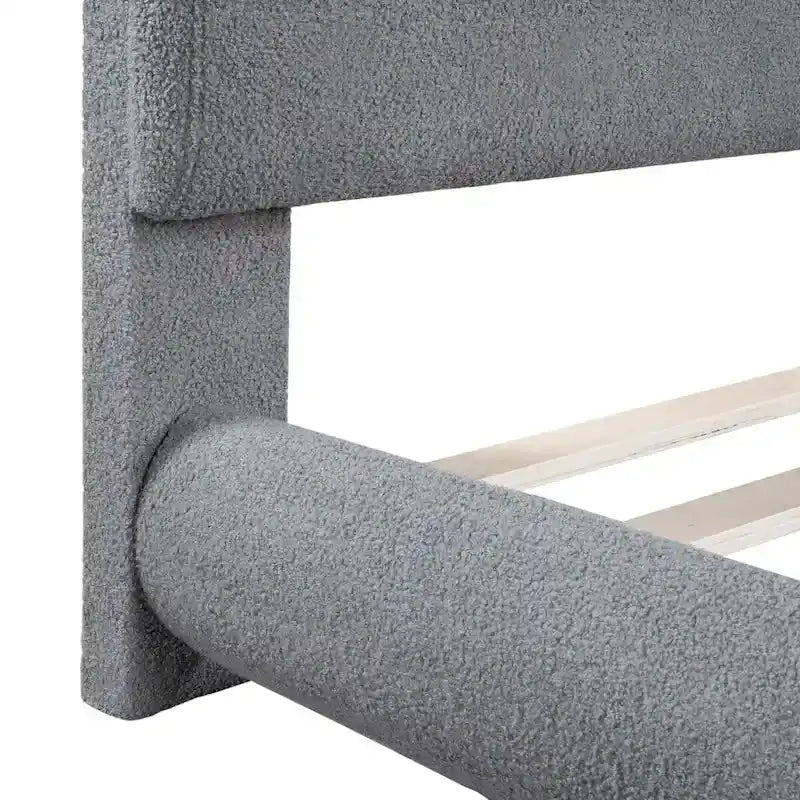 Teddy Fleece Full Size Upholstered Platform Bed with Thick Fabric