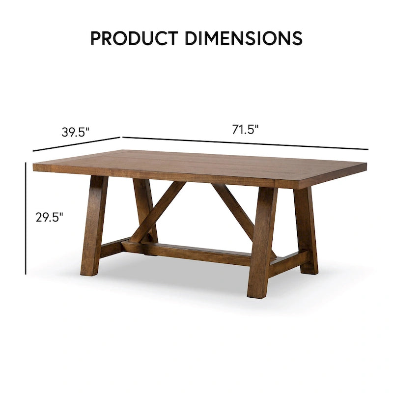 Furniture of America Drystan Tavolo da pranzo in legno massello marrone rustico 72 pollici