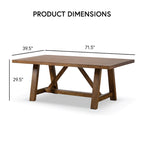 Furniture of America Drystan Tavolo da pranzo in legno massello marrone rustico 72 pollici