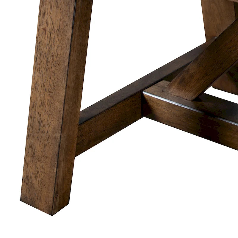 Furniture of America Drystan Tavolo da pranzo in legno massello marrone rustico 72 pollici