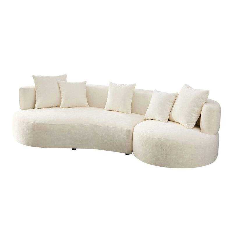 Modern 2 in 1 Sectional Curved Rotatable Sofa Couch, Swivel 360 Comfy 4-Seat Upholstered Sofa