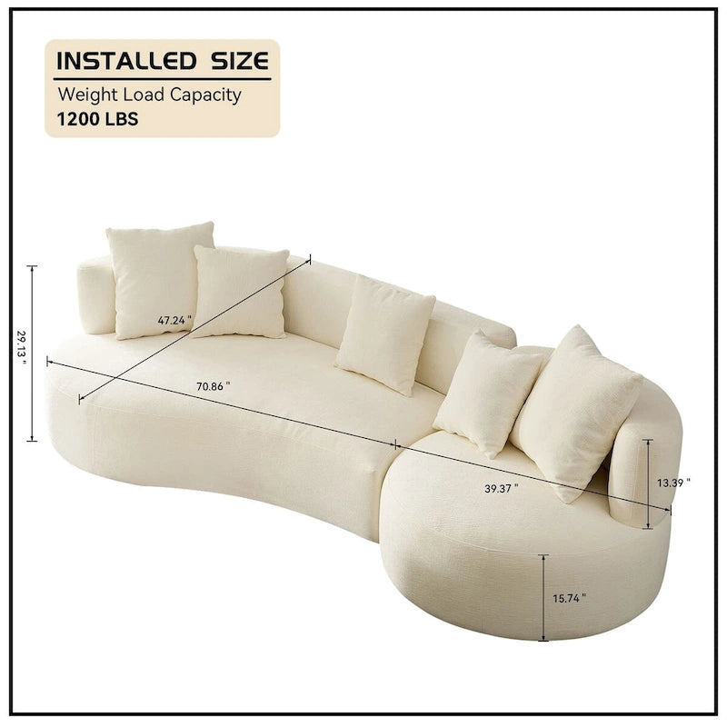 Modern 2 in 1 Sectional Curved Rotatable Sofa Couch, Swivel 360 Comfy 4-Seat Upholstered Sofa