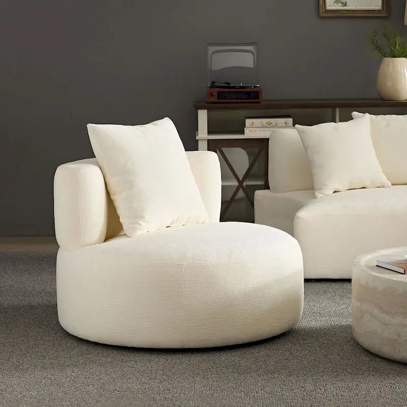 Modern 2 in 1 Sectional Curved Rotatable Sofa Couch, Swivel 360 Comfy 4-Seat Upholstered Sofa