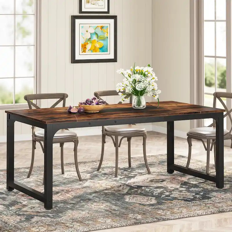 Tavolo da Pranzo Rettangolare Moderno da 79 Pollici per 6-8 Persone - 78.74 L x 39.37 P x 30.31 A