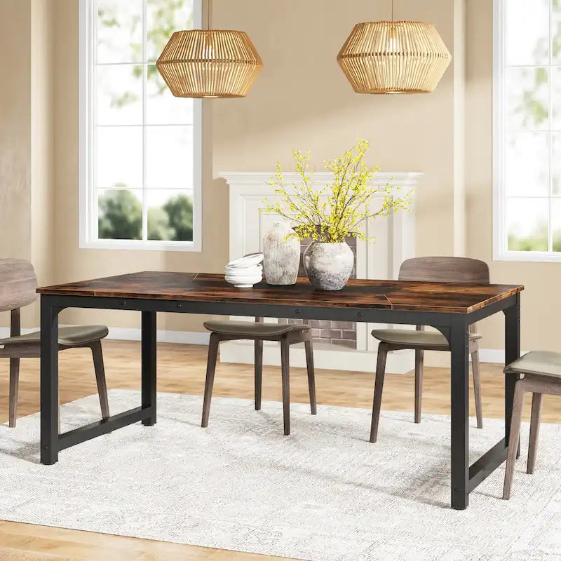 Tavolo da Pranzo Rettangolare Moderno da 79 Pollici per 6-8 Persone - 78.74 L x 39.37 P x 30.31 A