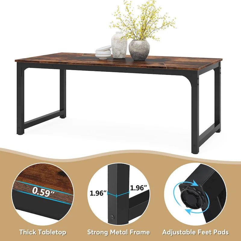 Tavolo da Pranzo Rettangolare Moderno da 79 Pollici per 6-8 Persone - 78.74 L x 39.37 P x 30.31 A