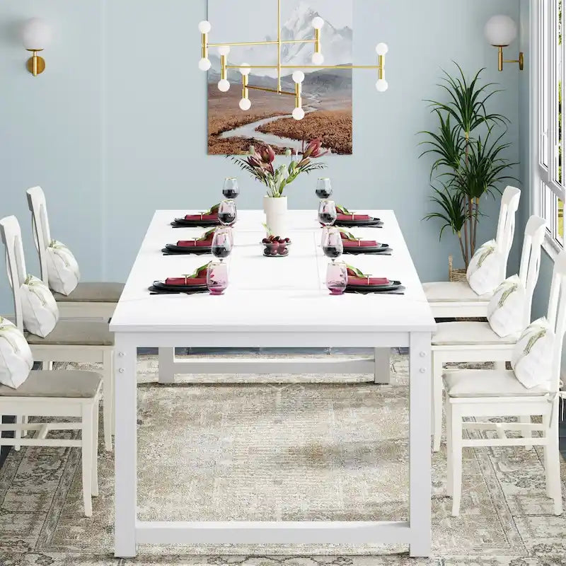 Tavolo da Pranzo Rettangolare Moderno da 79 Pollici per 6-8 Persone - 78.74 L x 39.37 P x 30.31 A