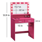 Roomfitters Toeletta Trucco con Luci, Scrivania da Trucco con 2 Cassetti, Tavolo da Trucco con Specchio, Scrivania da Trucco con Contenitore