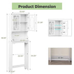 EROMMY Bathroom Organizer Over-The-Toilet Storage, Wooden Unit with 2 Glass Doors & Adjustable Shelf for Bathroom Use