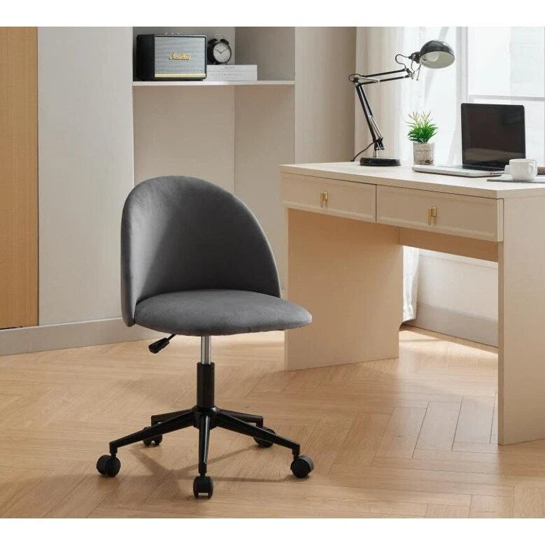 Sedia da ufficio Boucle, Sedia da scrivania con schienale medio regolabile e girevole, con gambe nere, Sedia da scrivania imbottita con ruote