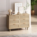 Roomfitters 43.31-Inch 6-Drawer Rattan Storage Cabinet in Natural for Bedroom and Living Room
