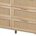 Roomfitters 43.31-Inch 6-Drawer Rattan Storage Cabinet in Natural for Bedroom and Living Room
