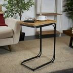 Dried Plant Handmade Coiled C-Shaped Side End Accent Table with Black Metal Legs - Brown - Roche River Decor