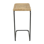 Dried Plant Handmade Coiled C-Shaped Side End Accent Table with Black Metal Legs - Brown - Roche River Decor