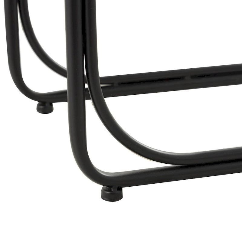 Tavolino d'appoggio/laterale a C a spirale fatto a mano in piante essiccate con gambe in metallo nero - Marrone - Roche River Decor