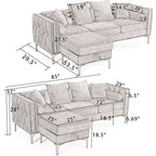 Modern Convertible Tufted Chenille L Shaped Sectional Sofa