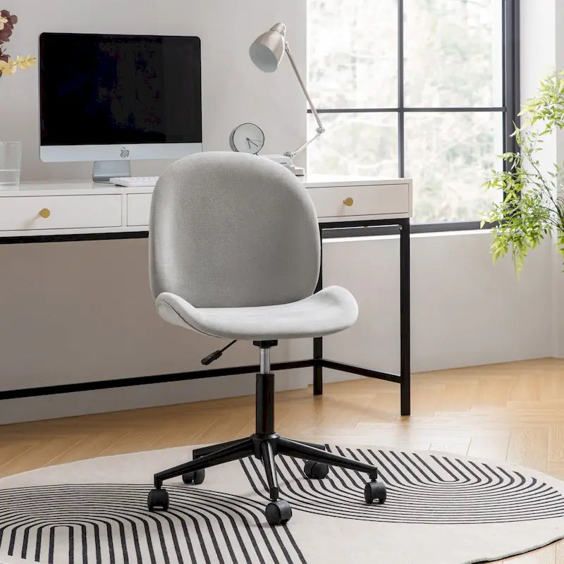 Sedia da ufficio moderna Ines girevole a 360° senza braccioli con base in metallo di HULALA HOME