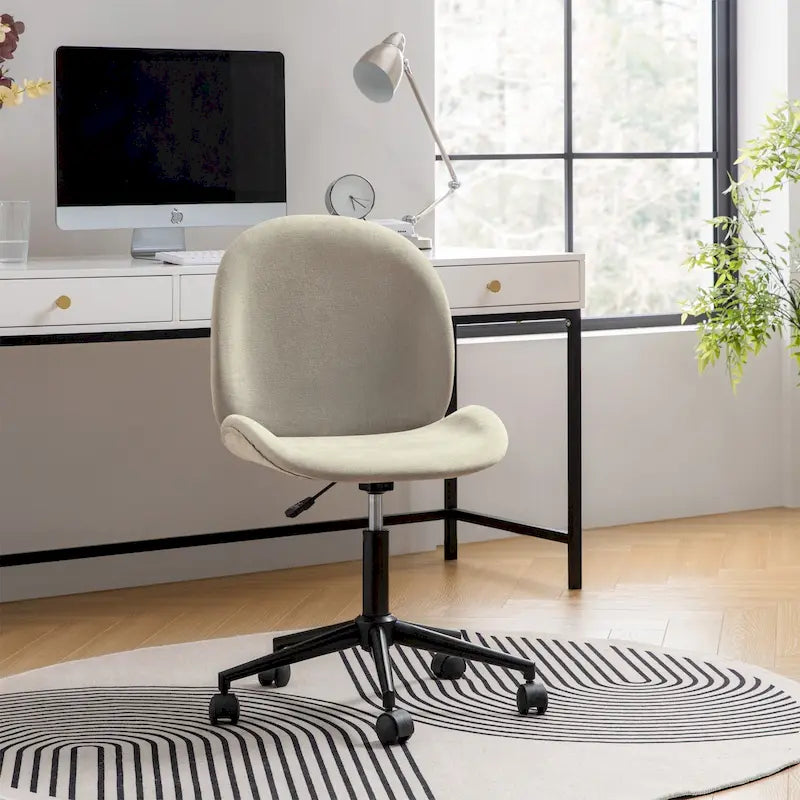 Sedia da ufficio moderna Ines girevole a 360° senza braccioli con base in metallo di HULALA HOME