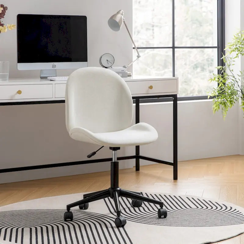 Sedia da ufficio moderna Ines girevole a 360° senza braccioli con base in metallo di HULALA HOME