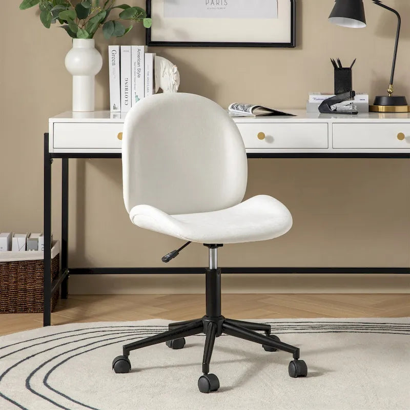 Sedia da ufficio moderna Ines girevole a 360° senza braccioli con base in metallo di HULALA HOME