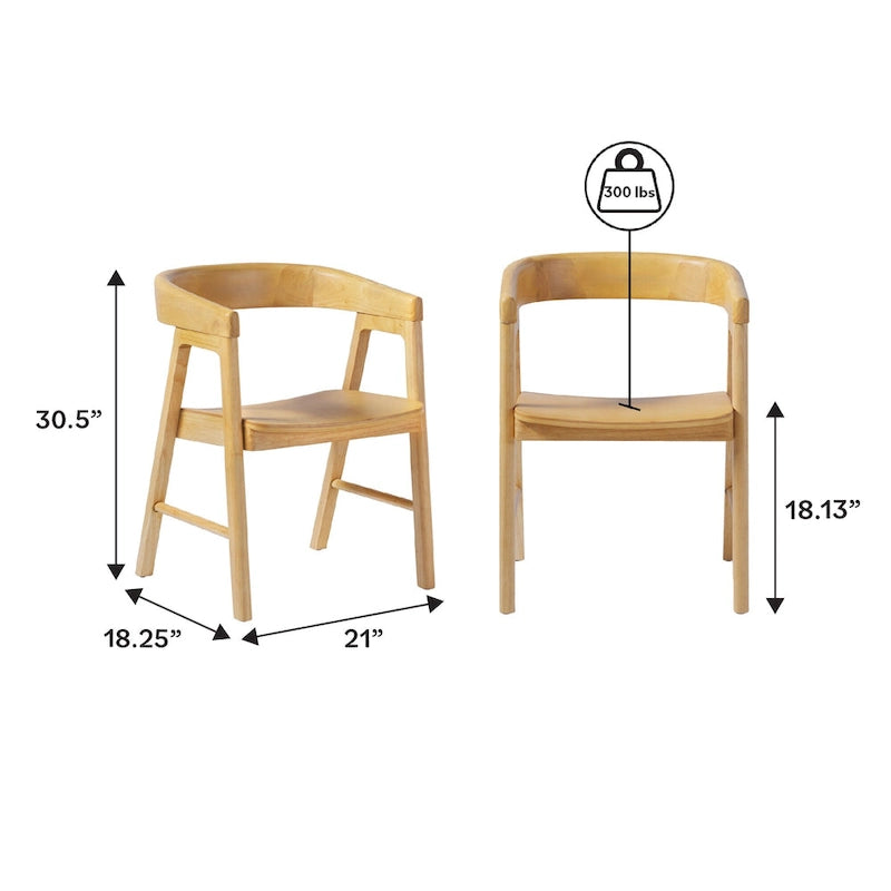 Sedia da pranzo moderna in legno massiccio con schienale arrotondato Middlebrook (Set di 2)