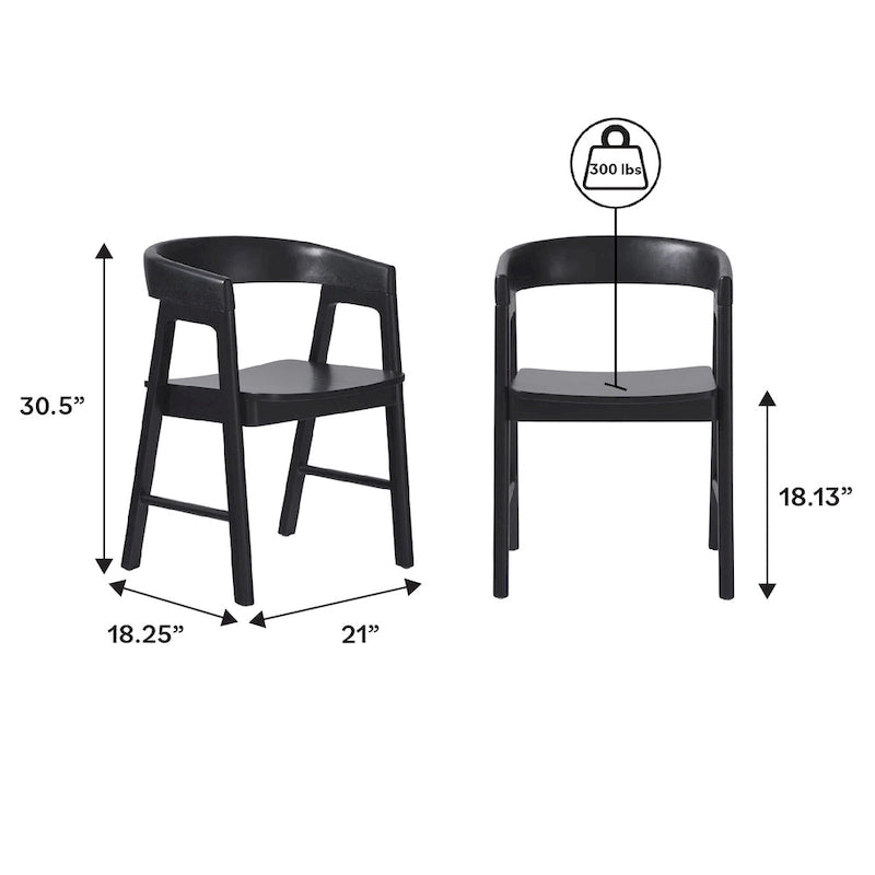Sedia da pranzo moderna in legno massiccio con schienale arrotondato Middlebrook (Set di 2)