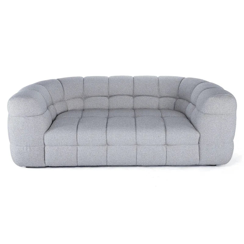Grey Tufted Curved Sofa - 3 Seater
