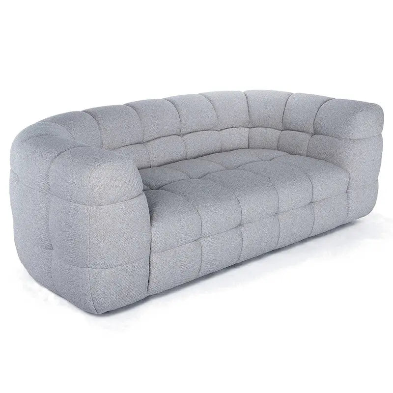 Grey Tufted Curved Sofa - 3 Seater